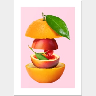 Orange Peach Cherry Gifts Vegetarian Posters and Art